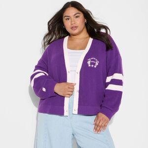 Wild Fable Purple Varsity Cardigan Sweater Women’s Size Small Football NWT